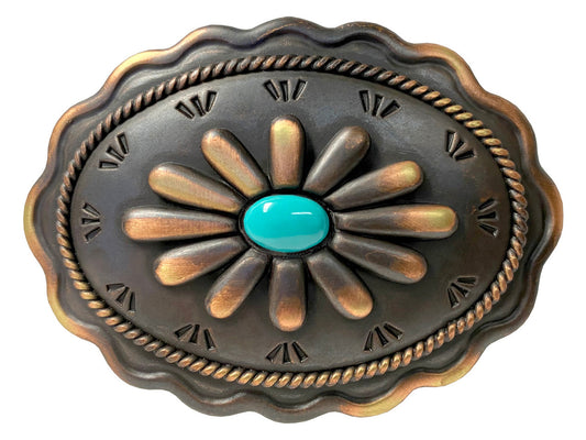 Western Antique Copper with simulated turquoise stone