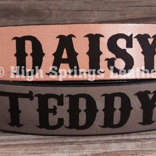 Leather Dog Collar - Texas State includes name engraved