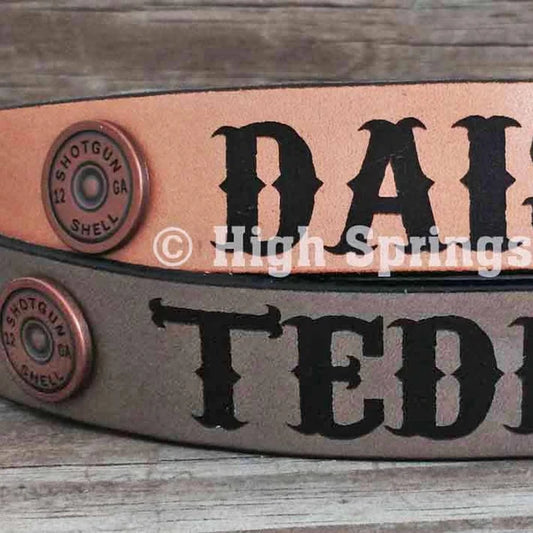 Leather Dog Collar - Shotgun Shells Includes name engraved