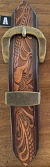 Kid Name Belt - Turquoise Rose Brown Leather Belt Custom Engraved for boys and girls