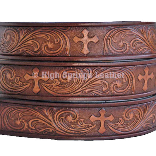Name Belt - Western Cross Brown Leather Belt Custom Engraved for Men and Women