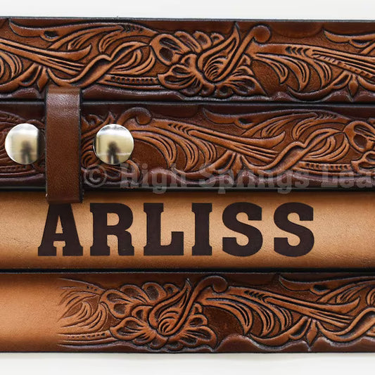 Kid Name Belt Western Embossed DF Brown Leather Belt Custom Engraved for boys and girls