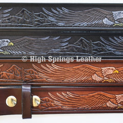 Leather Belt 107- American Eagle Hand Painted Available in Brown or Gray and Black Leather for Men and Women
