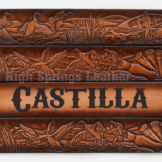 Name Belt - Duck Hunting Brown Leather Belt Custom Engraved with Men and Women