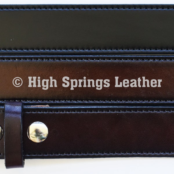 Leather Belt - Embossed stitch edge Made in USA Leather Belt in brown or black designed for Men and Women