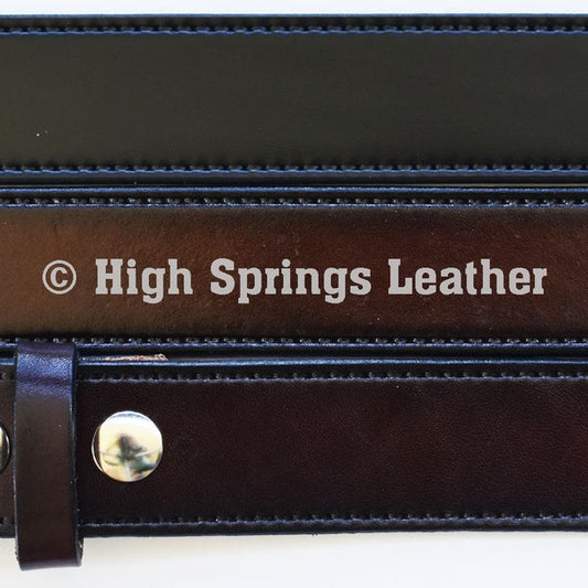 Leather Belt - Embossed stitch edge Made in USA Leather Belt in brown or black designed for Men and Women