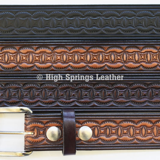Leather Belt 944 - Embossed Custom Made for Men and Women Made in USA Available in Wine, Brown and Black