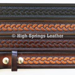 Leather Belt - Braided knot embossed designed Made in USA Leather Belts