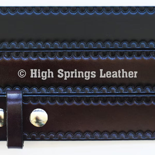 Leather Belt 543 - Scallop Embossed Design for Men and Women Made in USA