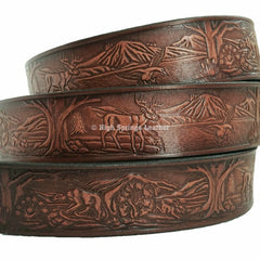 Leather Belt - Wildlife Embossed Design for Men and Women