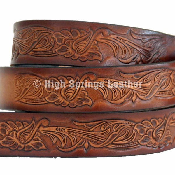 Name Belt - Western Design DF Brown Leather Belt Custom Engraved for Men and Women