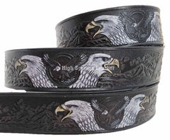 Leather Belt - American Eagle Hand Painted Brown or Gray and Black Made in USA Available for Men and Women