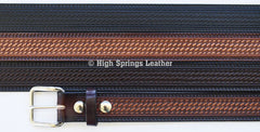 Leather Belt - Basket Weave Embossed Made in USA Belts Designed for Men and Women Available in Brown, Black or Wine Dyed Leather