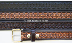 Leather Belt 944 - Embossed Custom Made for Men and Women Made in USA Available in Wine, Brown and Black