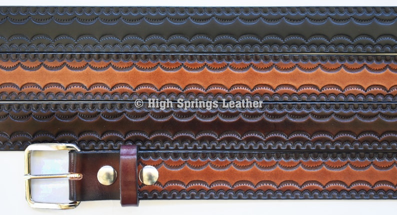 Leather Belt 542 - Embossed Design Custom Cut Made in USA Casual or Dress Belts for Men and Women