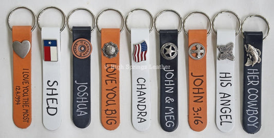 Engraved Leather Keyrings for Groomsmen, Police, Firefighter and Military
