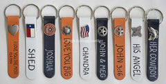 Engraved Leather Keyrings for Groomsmen, Police, Firefighter and Military