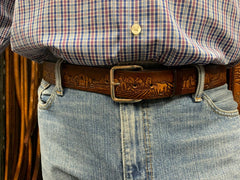 Leather Belt - Skull Embossed Leather Belt Colors Available for Men and Women
