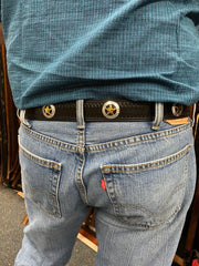 Leather Belt - Silver and Gold Stars and 3 piece buckle set for Men and Women Custom