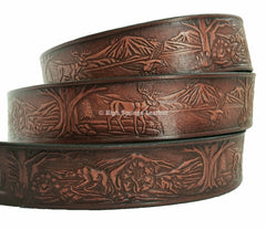 Leather Belt - Wildlife Embossed Design for Men and Women