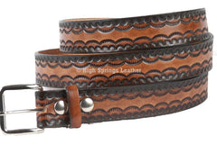 Leather Belt 542 - Embossed Design Custom Cut Made in USA Casual or Dress Belts for Men and Women
