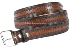 Leather Belt 540 Embossed Design Available in black, brown or wine for Men and Women Casual or Dress Belt