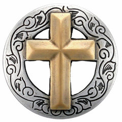 Leather Belt - Cross Concho Belt with 3 piece buckle set in Brown or Black Leather Custom Made for Men and Women