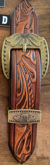 Kid Name Belt - Turquoise Rose Brown Leather Belt Custom Engraved for boys and girls