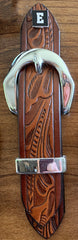 Kid Name Belt - Turquoise Rose Brown Leather Belt Custom Engraved for boys and girls