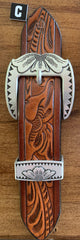Kid Name Belt - Turquoise Rose Brown Leather Belt Custom Engraved for boys and girls
