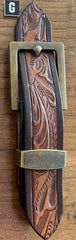 Kid Name Belt - Turquoise Rose Brown Leather Belt Custom Engraved for boys and girls